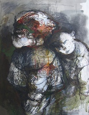 Le Courtisan - 2000 - Technique mixte sur papier - 43,5 x 33 cm  (Galerie Claire Corcia, Paris)